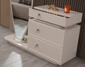 Stewehome Σετ Σιφονιέρας με Ασύμμετρο Καθρέφτη MDF &amp;amp; Τραβερτίνη 148x47x86 cm