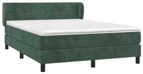 Κρεβάτι Boxspring με Στρώμα Σκούρο Πράσινο 140x190εκ. Βελούδινο - Πράσινο