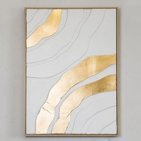 Πίνακας Σε Καμβά Με Πλαίσιο 755-12066 52x72x4.5cm White-Gold Estheti Home Κάθετοι Wood, Canvas