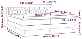 vidaXL Κρεβάτι Boxspring με Στρώμα Ανοιχτό Γκρι 200x200 εκ. Υφασμάτινο