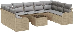 vidaXL Σετ Καναπέ Κήπου 10 pcs Μπεζ συνθετικό ρατάν