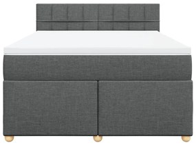 vidaXL Κρεβάτι Boxspring με Στρώμα Σκούρο Γκρι 140x200 εκ Υφασμάτινο