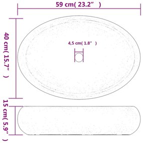 Νιπτήρας Οβάλ Μαύρος και Μπλε 59 x 40 x 15 εκ. Κεραμικός - Μπλε