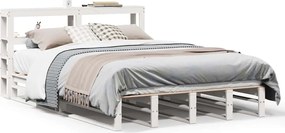 vidaXL Σκελετός Κρεβ. Χωρίς Στρώμα Λευκό 140x190 εκ Μασίφ Πεύκο