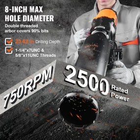 VEVOR Wet&amp;Dry Diamond Core Drill Machine Concrete Core Drill Rig 3200W 750RPM