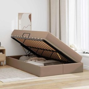 vidaXL Κρεβάτι με αποθηκευτικό χώρο και στρώμα 2 pcs Καπουτσίνο Δέρμα