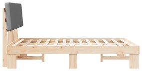 vidaXL Σκελετός Κρεβατιού με Επενδεδυμένο Κεφαλάρι Ανοιχτό γκρι