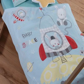 Κουβέρτα Βρεφική Πικέ Baby Space Light Blue Nef-Nef Cradle 110x150cm 100% Cotton