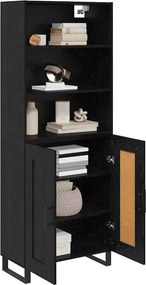 vidaXL Highboard με συρτάρι 2 pcs Μαύρη Οξυά Επεξεργασμένο ξύλο
