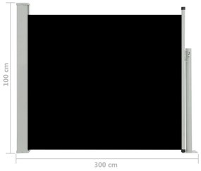 Σκίαστρο Πλαϊνό Συρόμενο Βεράντας Μαύρο 100 x 300 εκ. - Μαύρο