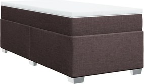 vidaXL Κρεβάτι Boxspring με Στρώμα Σκούρο Καφέ 90x190 εκ. Υφασμάτινο