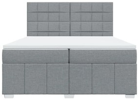 Κρεβάτι Boxspring με Στρώμα Ανοιχτό Γκρι 200x200 εκ. Υφασμάτινο - Γκρι