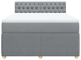 vidaXL Κρεβάτι Boxspring με Στρώμα Ανοιχτό Γκρι 140x190 εκ. Υφασμάτινο