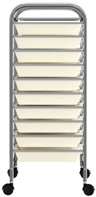 vidaXL Τρόλεϊ με 10 Συρτάρια Φορητό Λευκό Πλαστικό