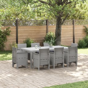 vidaXL Σετ Κήπου 9 pcs Ανοιχτό γκρι Ρατάν πολυαιθυλενίου