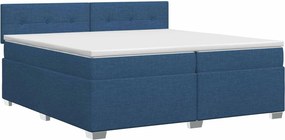 vidaXL Κρεβάτι box spring με στρώμα Μπλε 200 x 200 cm Ύφασμα