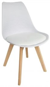 MARTIN STRIPE Καρέκλα Ξύλινο πόδι / PP Άσπρο 49x56x82cm ΕΜ136,14S