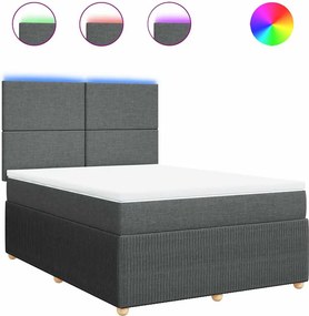 vidaXL Κρεβάτι Boxspring με Στρώμα Σκούρο Γκρι 160x200 εκ Υφασμάτινο