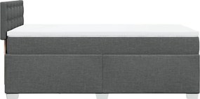 vidaXL Κρεβάτι Boxspring με Στρώμα Σκούρο Γκρι 90x200 εκ. Υφασμάτινο