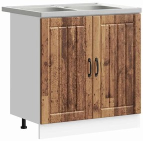 vidaXL Βάση νιπτήρα με πόρτα Lucca 2 pcs Παλιό ξύλο Επεξεργασμένο ξύλο