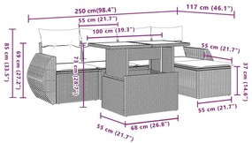 Σετ Καναπέ Κήπου 6 τεμ. Μπεζ Συνθετικό Ρατάν με Μαξιλάρια - Μπεζ