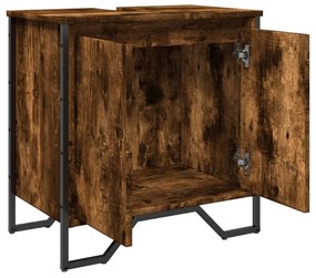 Ντουλάπι Νιπτήρα Μπάνιου Καπνιστή Δρυς 60x35x60 εκ. Επεξ. Ξύλο - Καφέ