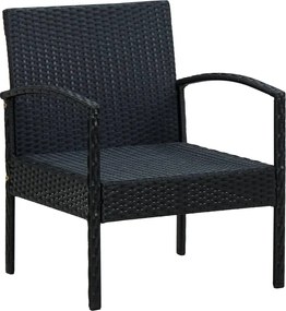 vidaXL Πολυθρόνα Κήπου Μαύρη από Συνθετικό Ρατάν με Μαξιλάρι