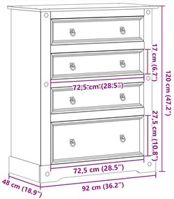 ΣΥΡΤΑΡΙΕΡΑ CORONA 92 X 48 X 120 ΕΚ. ΑΠΟ ΜΑΣΙΦ ΞΥΛΟ ΠΕΥΚΟΥ 4005675