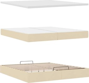 vidaXL Οθωμανικό κρεβάτι με στρώμα Cream 200x200 cm Ύφασμα