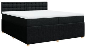 vidaXL Κρεβάτι Boxspring με Στρώμα Μαύρο 200x200 εκ. Υφασμάτινο