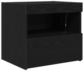 vidaXL Κομοδίνα με LED Φωτισμό 2 τμχ Μαύρη Δρυς 50x40x45 εκ.