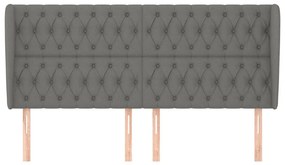 Κεφαλάρι με Πτερύγια Σκούρο Γκρι 183x23x118/128 εκ. Υφασμάτινο - Γκρι