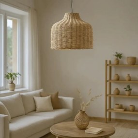 Φωτιστικό οροφής Ziquel Inart rattan σε φυσική απόχρωση Φ42x89εκ 42x42x89 εκ.