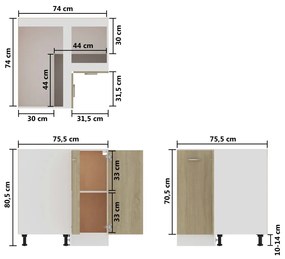 Ντουλάπι Δαπέδου Γωνιακό Sonoma Δρυς 75,5x75,5x80,5 εκ. - Καφέ