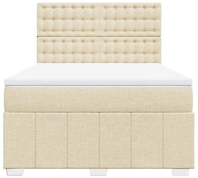 vidaXL Κρεβάτι Boxspring με Στρώμα Κρεμ 140x190 εκ. Υφασμάτινο