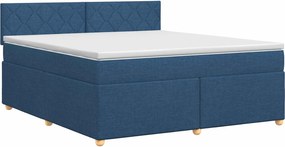 vidaXL Κρεβάτι box spring με στρώμα Μπλε 180 x 200 cm Ύφασμα