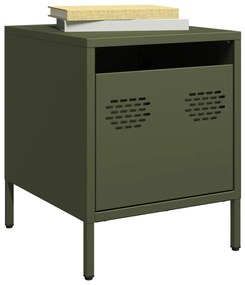 Κομοδίνο Πράσινο Λαδί 35x39x43,5 εκ. από Χάλυβα