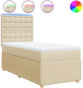 vidaXL Κρεβάτι Boxspring με Στρώμα Κρεμ 90x200 εκ.Υφασμάτινο