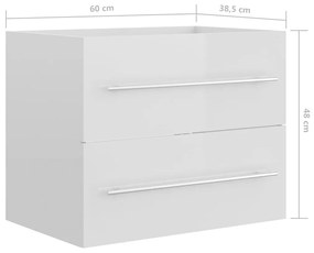 Ντουλάπι Νιπτήρα Γυαλιστερό Λευκό 60x38,5x48 εκ. Μοριοσανίδα - Λευκό