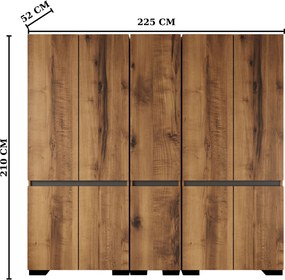 Ντουλάπα Καρυδί / Ανθρακί DREGIU 225x52x212