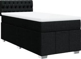 vidaXL Κρεβάτι Boxspring με Στρώμα Μαύρο 90x190 εκ.Υφασμάτινο