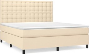 vidaXL Κρεβάτι Boxspring με Στρώμα Κρεμ 180x200 εκ. Υφασμάτινο