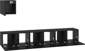 vidaXL Σετ επίπλου τηλεόρασης 4 pcs Μαύρη Οξυά Επεξεργασμένο ξύλο