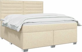 vidaXL Κρεβάτι box spring με στρώμα Κρεμ 140 x 200 cm Ύφασμα