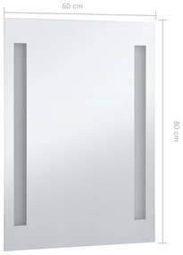 Καθρέφτης Μπάνιου Τοίχου με LED 60 x 80 εκ. - Ασήμι