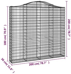 vidaXL Συρματοκιβώτια Τοξωτά 14 τεμ. 200x30x180/200 εκ. Γαλβαν. Ατσάλι