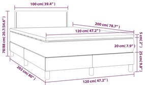 vidaXL Κρεβάτι Boxspring με Στρώμα Σκούρο Καφέ 120x200 εκ. Υφασμάτινο