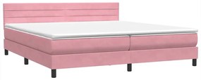 vidaXL Κρεβάτι Boxspring με Στρώμα Ροζ 180x210 εκ. Βελούδινο