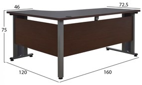 ΓΡΑΦΕΙΟ ΕΠΑΓΓΕΛΜΑΤΙΚΟ VALDEN  WENGE ΜΕ ΔΕΞΙΑ ΓΩΝΙΑ 160X120X75