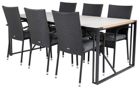 Σετ Τραπέζι και καρέκλες Dallas 2394, Spraystone, Πλαστικό ψάθινο, Ξύλο: Ξύλο Teak, Μαξιλάρι καθίσματος: Ναι | Epipla1.gr